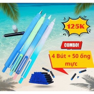 Combo 4 bút máy bấm ngòi EF kèm 50 ống mực+piston hút mực- sử dụng cả mực ống và mực lọ