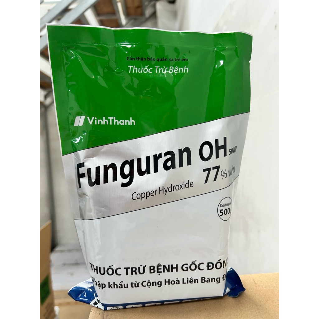 Đồng tinh khiết Funguran Vĩnh thạnh 500gr - Rửa vườn, phòng nấm khuẩn gói dùng được cho 2 phuy