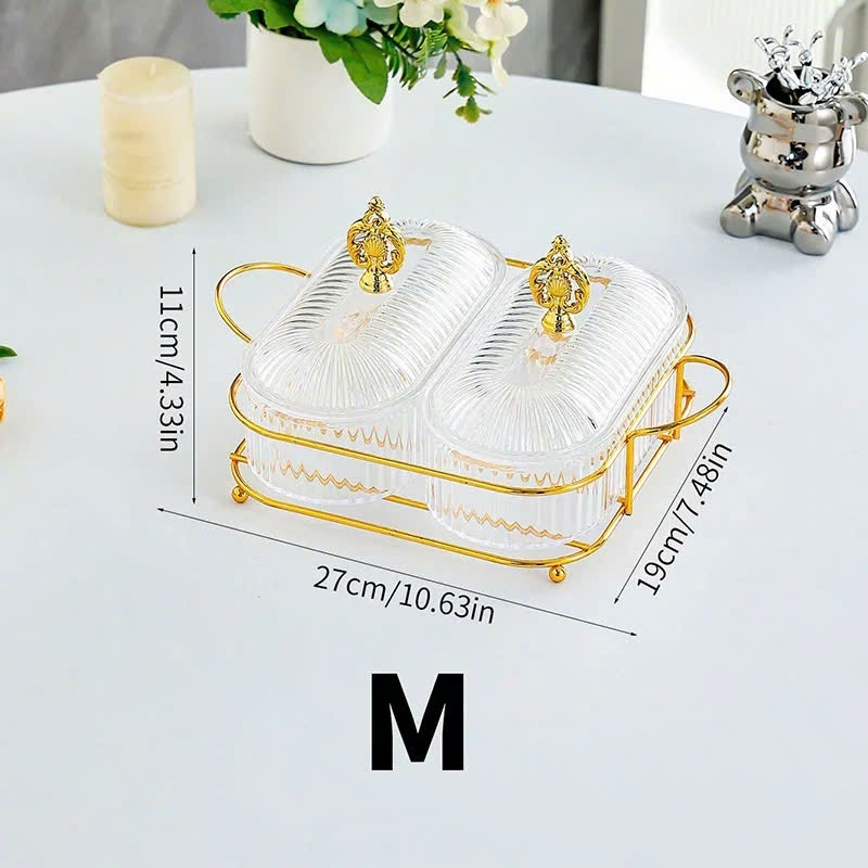 (MẪU MỚI) Khay nhựa đựng bánh kẹo kèm đế kim loại 2 ngăn, 3 ngăn cao cấp,4 ngăn