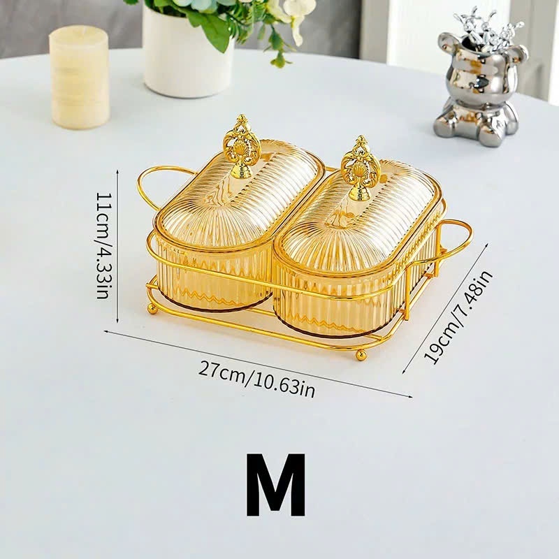 (MẪU MỚI) Khay nhựa đựng bánh kẹo kèm đế kim loại 2 ngăn, 3 ngăn cao cấp,4 ngăn