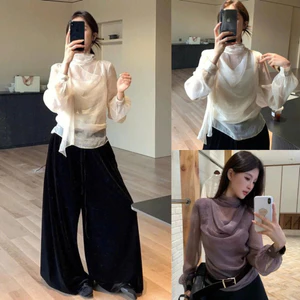 Áo sơ mi nữ tơ óng voan dài tay cổ nơ sang trọng Charm Tie Blouse 247store Áo sơ mi công sở nữ Hàn Quốc 534