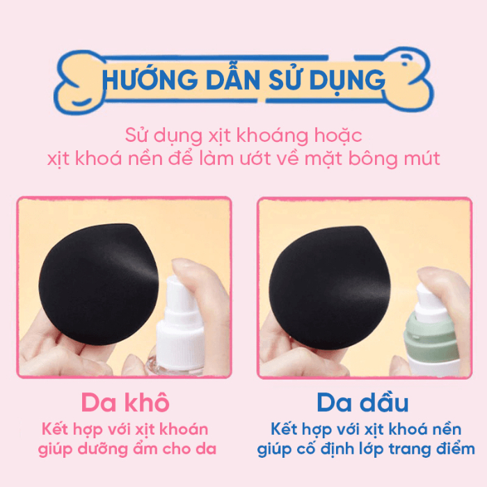 Set Bông Mút Amortals Puppy Powder Puff Set Xanh (2 Bông Mút + Hộp Đựng)