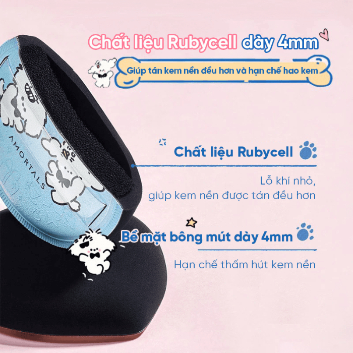 Set Bông Mút Amortals Puppy Powder Puff Set Xanh (2 Bông Mút + Hộp Đựng)