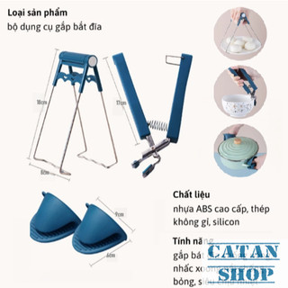 Bộ 3 Dụng Cụ Nhấc Nồi Chống Nóng, Kẹp Gắp Dĩa, Nhấc Nồi Silicone, Kẹp Nhấc Bát Chống Nóng Đa Năng