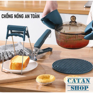 Bộ 3 Dụng Cụ Nhấc Nồi Chống Nóng, Kẹp Gắp Dĩa, Nhấc Nồi Silicone, Kẹp Nhấc Bát Chống Nóng Đa Năng