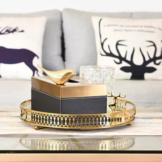 Khay pha lê tráng gương vuông/tròn Decor phong cách Bắc Âu