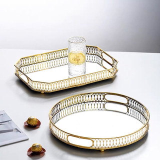 Khay pha lê tráng gương vuông/tròn Decor phong cách Bắc Âu
