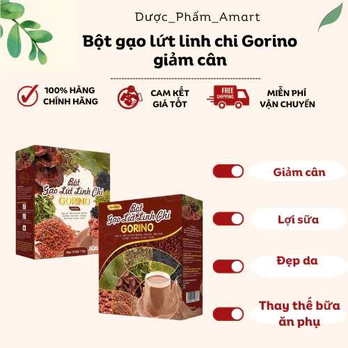 Bột gạo lứt linh chi GORINO giúp hỗ trợ giảm, giữ dáng , đẹp da , hộp 15 gói-15gr