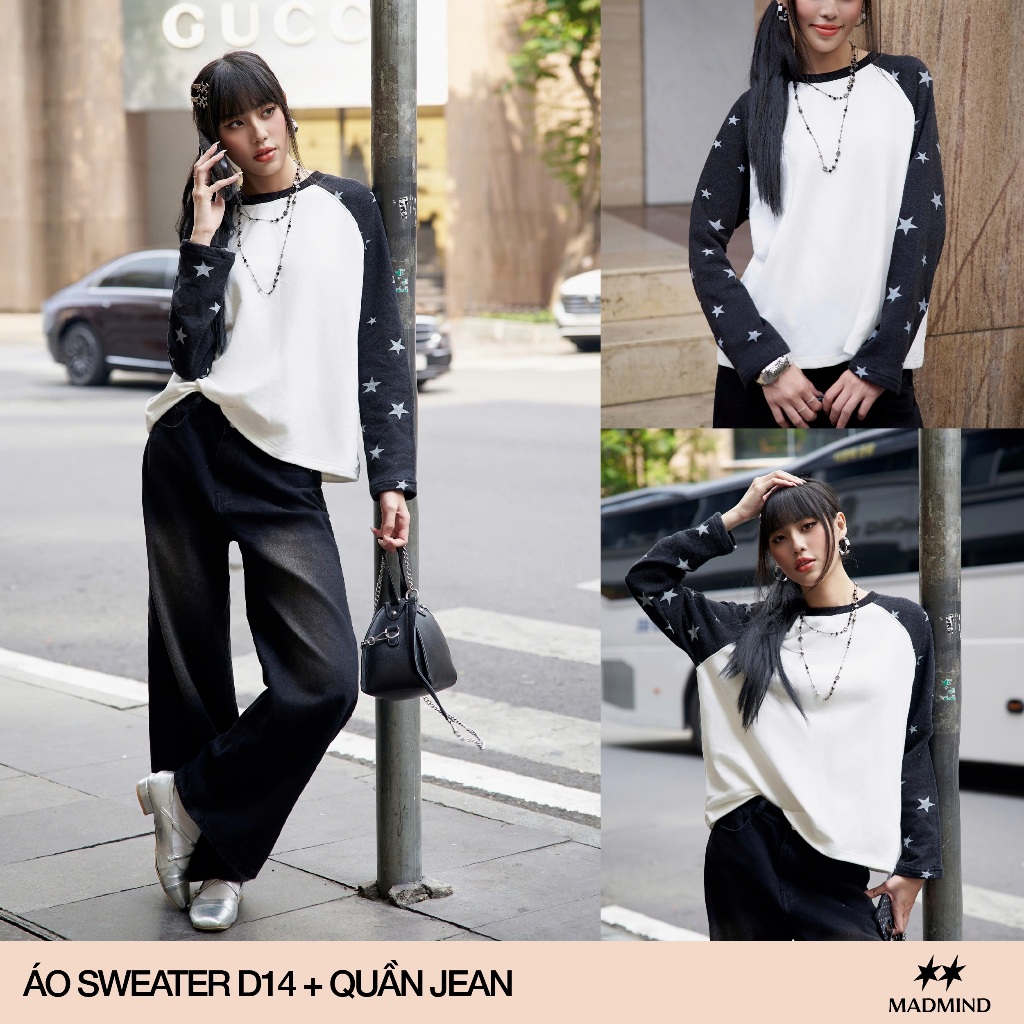 MADMIND Áo Nỉ Raglan Unisex Nam Nữ Tay Dài In Kiểu Vintage Ngôi Sao D14 - Màu Đen, Đỏ, Xám, Sọc Trắng, Sọc Xanh, Sọc Đen | BigBuy360 - bigbuy360.vn