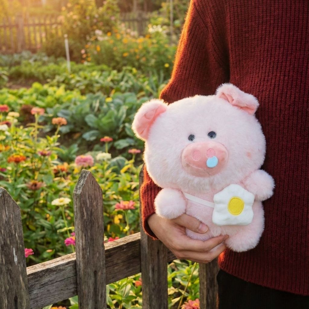 Gấu Bông Heo Con Và Gấu Tai Ong Nâu Đeo Túi Trứng,Heo Bông Siêu Cấp Đáng Yêu Làm Quà Tặng Cho Bé,Bạn Gái Ngày Sinh Nhật
