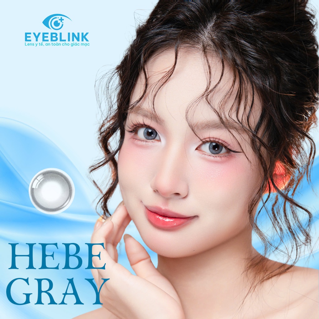 Kính áp tròng màu xám tây Hebe Gray chất liệu Silicone Hydrogel 14h-24h hạn dùng 6 tháng EyeBlink