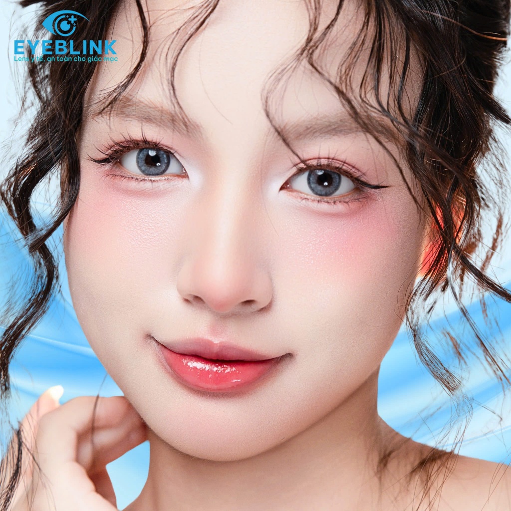 Kính áp tròng màu xám tây Hebe Gray chất liệu Silicone Hydrogel 14h-24h hạn dùng 6 tháng EyeBlink