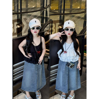 Chân váy jean dài bé gái Batala kids, VÁY JEAN DÀI XẺ SAU cho bé gái mềm mại thoải mái cho bé từ 10-30kg