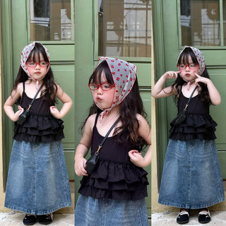 Chân váy jean dài bé gái Batala kids, VÁY JEAN DÀI XẺ SAU cho bé gái mềm mại thoải mái cho bé từ 10-30kg