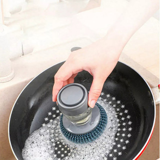 Dụng cụ cọ xoong nồi có bình đựng dầu nhả tự động, cọ rửa chén tay cầm tròn