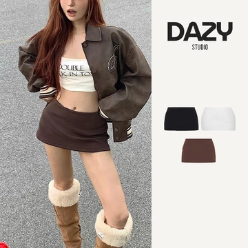 {big size}Chân váy nỉ 2 da cạp trễ ngang rốn DAZY chân váy basic dễ phối đồ