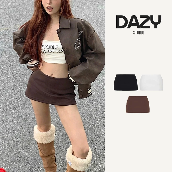 {big size}Chân váy nỉ 2 da cạp trễ ngang rốn DAZY chân váy basic dễ phối đồ