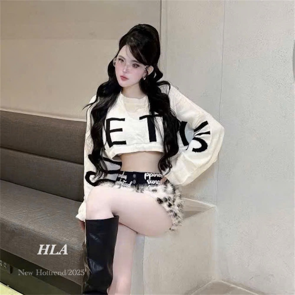 Áo len croptop dài tay Something