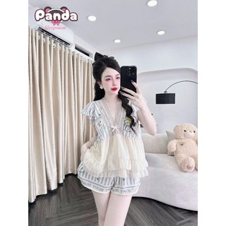 Đồ ngủ đùi tay cánh tiên thiết kế phối voan cách điệu (DB30)