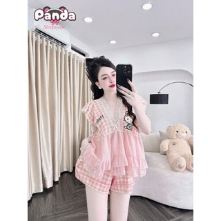 Đồ ngủ đùi tay cánh tiên thiết kế phối voan cách điệu (DB30)