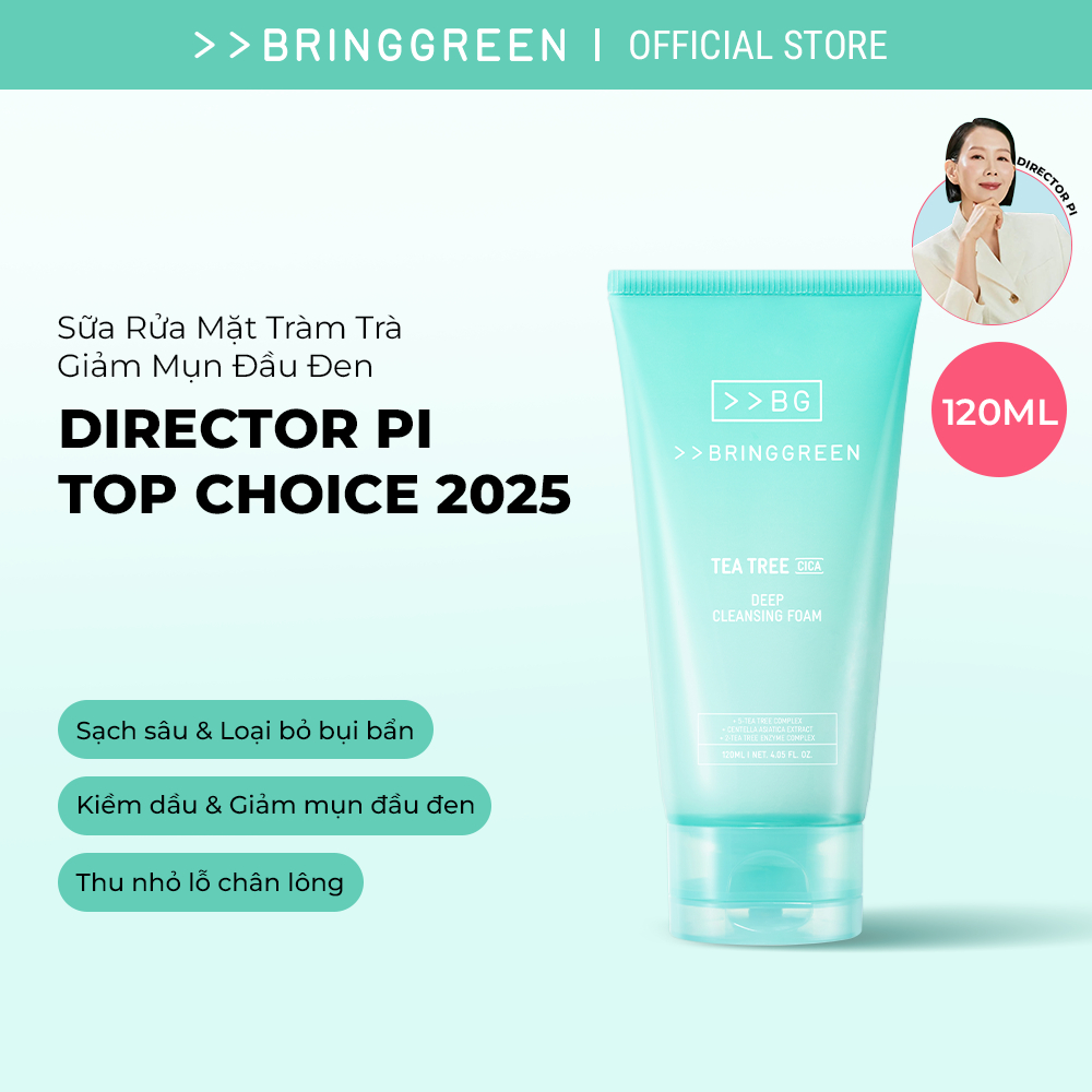 [ĐỘC QUYỀN] [Bring Green Chính hãng] Sửa rửa mặt Tràm Trà Dịu nhẹ Bringgreen Tea Tree Cica Deep Cleansing Foam 120ml