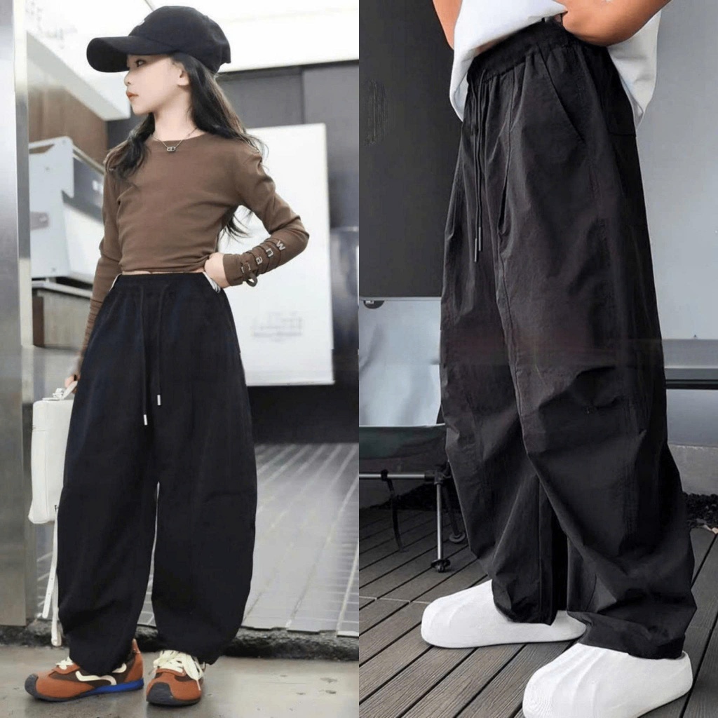 Quần gió dài cho bé trai từ 20-60kg, chất gió Hàn mềm, mỏng nhẹ mát dáng BAGGY phong cách
