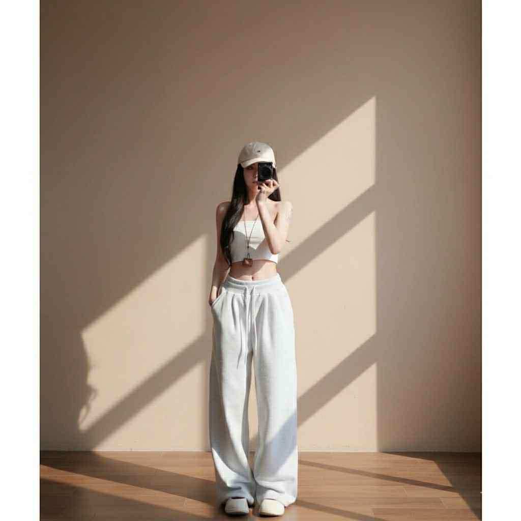 [Peinn] [HÀNG ĐẸP-2 PHIÊN BẢN CHIỀU DÀI] Quần Ống Rộng Nỉ Nữ Có Túi Vải Vải Dày Hottrend Cạp Chun Lưng Cao M073