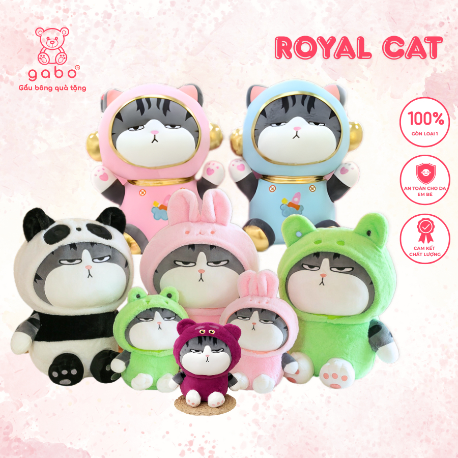 Gấu Bông Mèo Hoàng Thượng cosplay Thỏ Ếch Size 20-25cm, Hàng QCCC lông mịn quà tặng sinh nhật cute