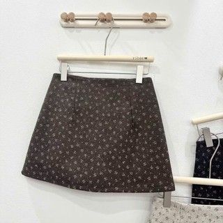 Chân Váy Dạ Chữ A Họa Tiết Hoa FUSIA Vintage Dáng Ngắn Có Quần Bảo Hộ CVda247