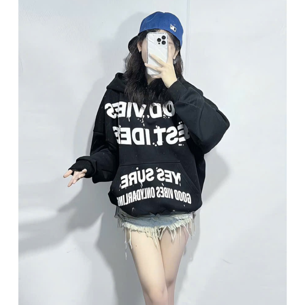 Áo Khoác Hoodie In Nổi GOOD VIBES Form Boxy Form Rộng Nam Nữ Unisex Mấu Mới 2026 SSL