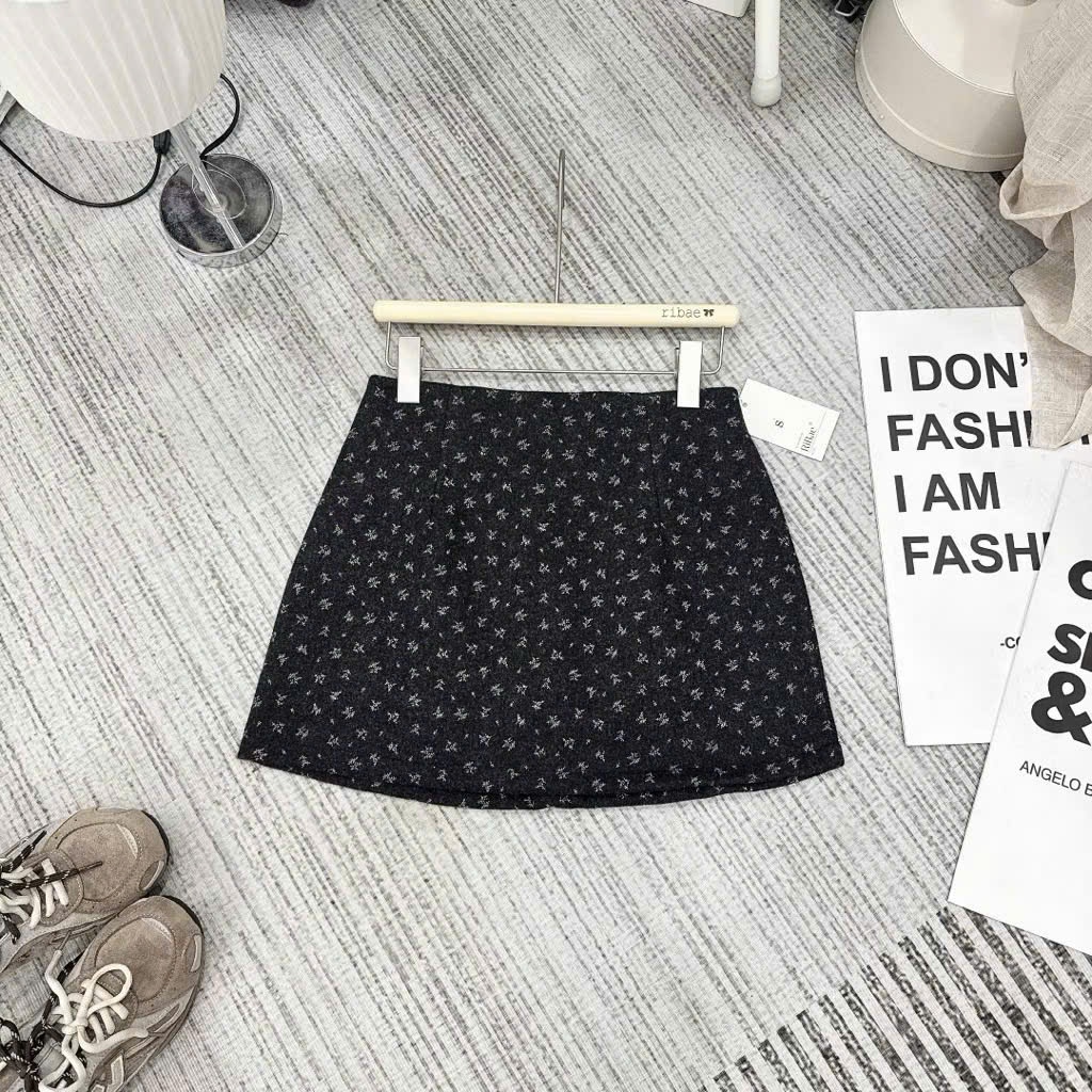 Chân Váy Dạ Dáng Chữ A Ngắn Họa Tiết Hoa FUSIA Vintage Có Quần Bảo Hộ 247 P4