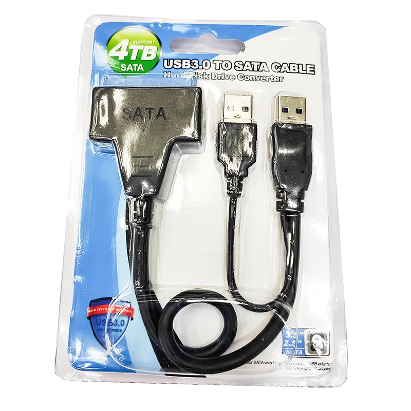 Cáp chuyển đổi DÂY KÉP USB 3.0 sang SATA hỗ trợ 4TB , HÀNG TỐT BAO BÌ NHỰA, HDD 2.5/3.5 SSD.