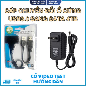 Cáp chuyển đổi DÂY KÉP USB 3.0 sang SATA hỗ trợ 4TB , HÀNG TỐT BAO BÌ NHỰA, HDD 2.5/3.5 SSD.