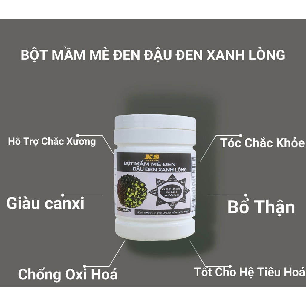 Combo 2 Hủ, 2 Loại Khác Nhau 1kg Bột Mầm Mè Đen — Đậu Đen Xanh Lòng và Bột Mầm Đậu Đen Xanh Lòng
