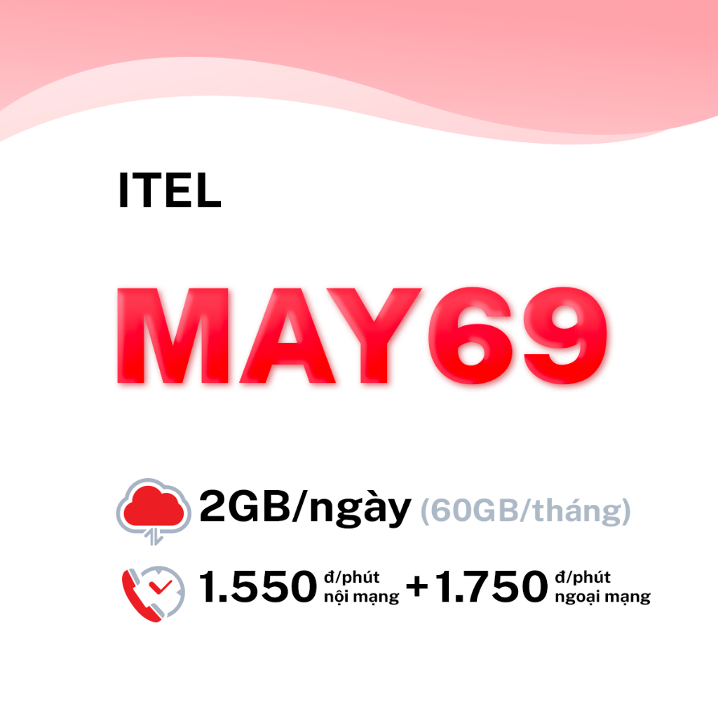 SIM 4G Data iTel MAY69 - 2GB/Ngày - 30 Ngày 69K Gia Hạn Tự Động