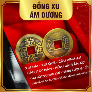 Combo 2 Đồng xu Âm Dương xin đài, gieo quẻ, thu hút tài lộc may mắn - xu ngũ đế