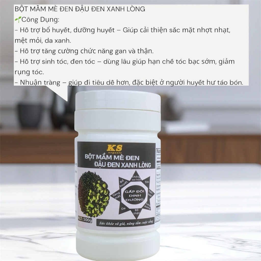 Combo 2 Hủ, 2 Loại Khác Nhau 1kg Bột Mầm Mè Đen — Đậu Đen Xanh Lòng và Bột Mầm Đậu Đen Xanh Lòng