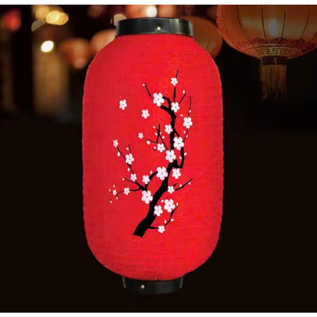 Đèn Lồng Trụ Hoa Đào Trang Trí Tết – Đèn Lồng  Đỏ Treo Decor Xuân