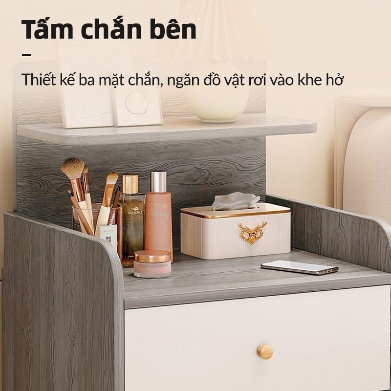 NOVUS Tủ đầu giường bằng gỗ tự nhiên, tủ nhiều ngăn đa năng, ngăn kéo lớn, tiết kiệm không gian, phù hợp cho phòng ngủ