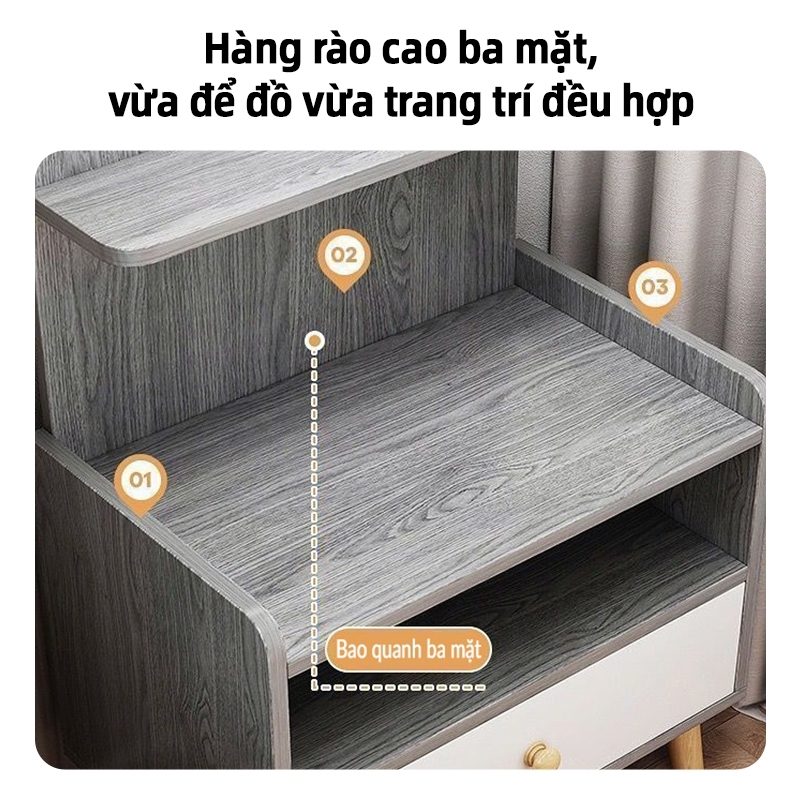 NOVUS Tủ đầu giường bằng gỗ tự nhiên, tủ nhiều ngăn đa năng, ngăn kéo lớn, tiết kiệm không gian, phù hợp cho phòng ngủ