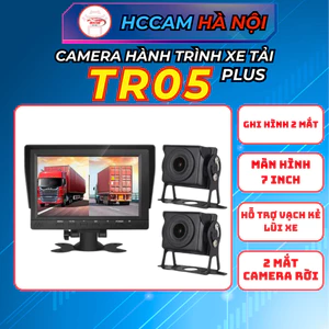 Camera hành trình xe tải HCCAM TR05 Plus, ghi hình 2 mắt cam sắc nét, chống nước, có hồng ngoại, tích hợp cam lùi