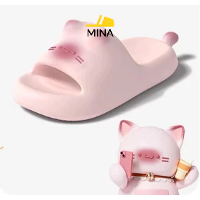 [Peinn] Dép đi trong nhà hình mèo con Caramel dễ thương dành cho nữ, kiểu dáng mới 202, êm mềm nhẹ chống nước_Mina