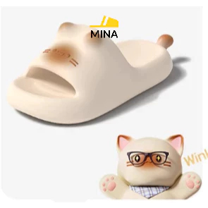 [Peinn] Dép đi trong nhà hình mèo con Caramel dễ thương dành cho nữ, kiểu dáng mới 202, êm mềm nhẹ chống nước_Mina