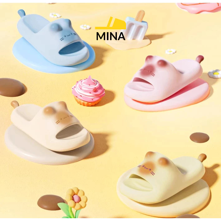 [Peinn] Dép đi trong nhà hình mèo con Caramel dễ thương dành cho nữ, kiểu dáng mới 202, êm mềm nhẹ chống nước_Mina