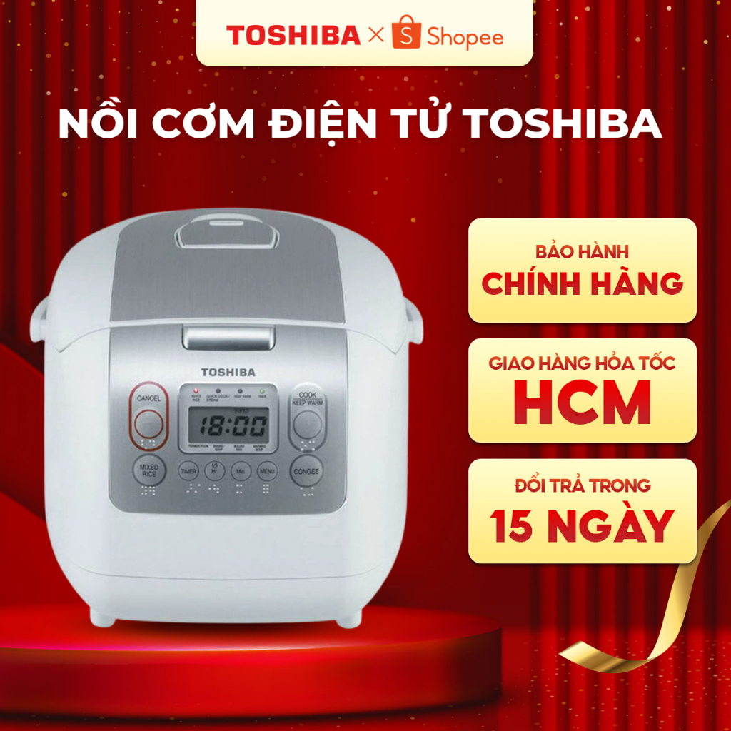 Nồi cơm điện tử Toshiba RC-18NTFV(W) - Lòng nồi dày 4mm - Bảo hành chính hàng 12 tháng