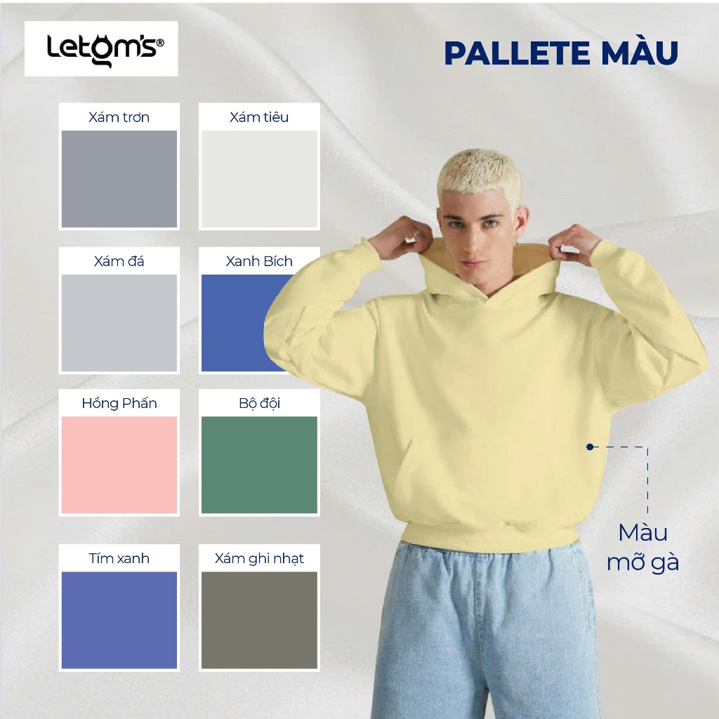 Áo Hoodie Nam Boxy LeTom’s Nỉ Bông Cotton – Hoodie Nam Form Rộng Basic Co Giãn Giữ Ấm Nhiều Màu