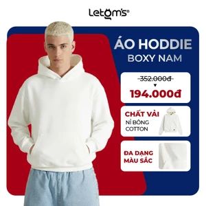 Áo Hoodie Nam Boxy LeTom’s Nỉ Bông Cotton – Hoodie Nam Form Rộng Basic Co Giãn Giữ Ấm Nhiều Màu