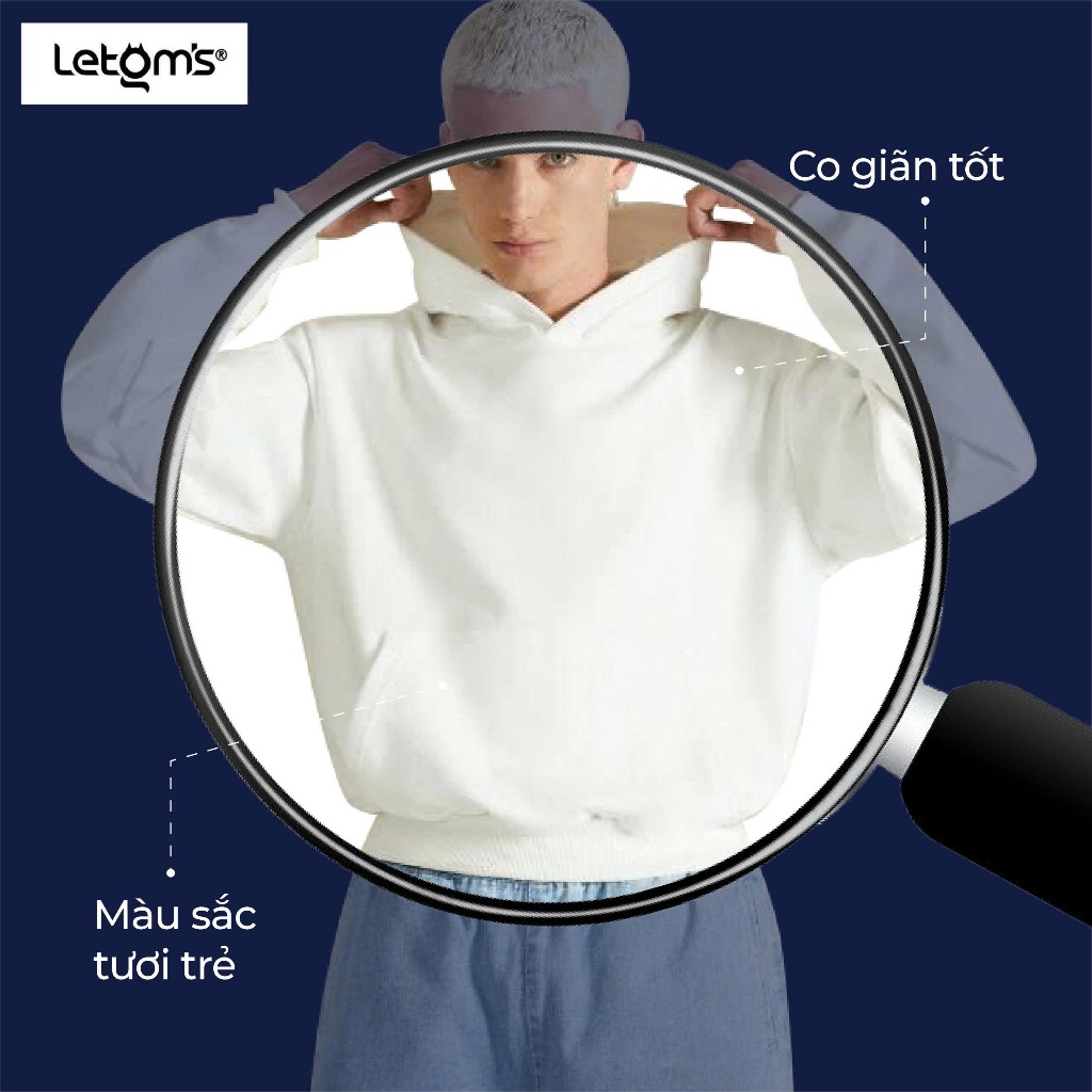 Áo Hoodie Nam Boxy LeTom’s Nỉ Bông Cotton – Hoodie Nam Form Rộng Basic Co Giãn Giữ Ấm Nhiều Màu