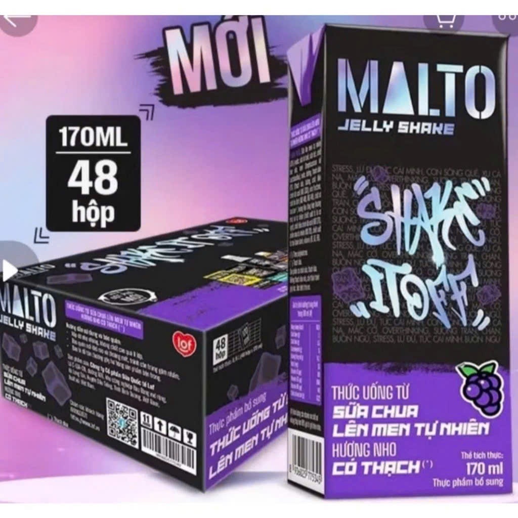 Thùng Sữa Lúa Mạch Có Thạch MALTO Socola Bạc Hà, Nho 48 Hộp x 170ml ...
