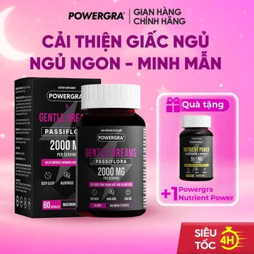 Viên Uống Powergra Gentle Dreams Hỗ Trợ Ngủ Ngon, Ngủ Sâu Giấc, Giảm Căng Thẳng - Hộp 60 Viên